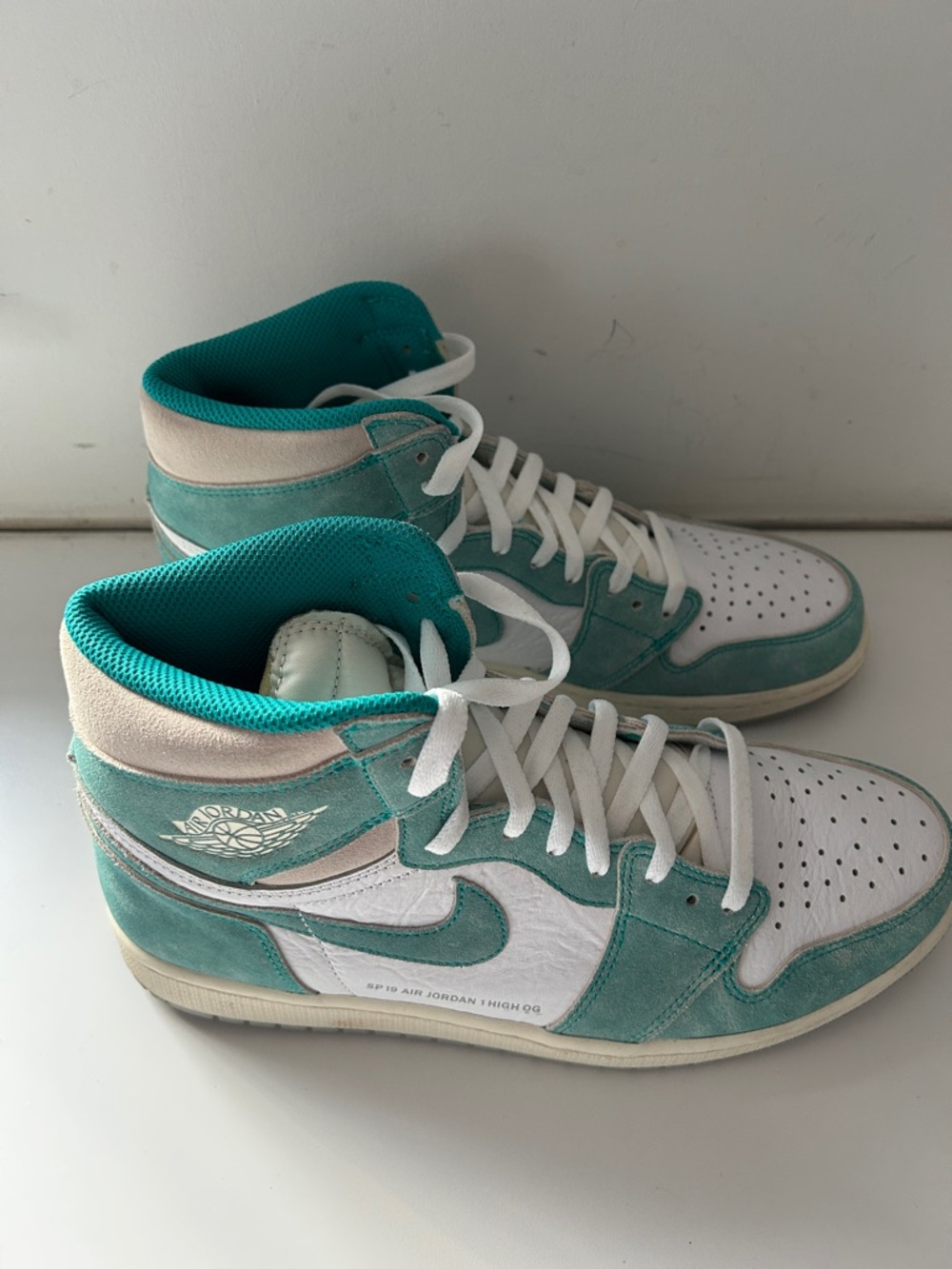 Nike Air Jordan 1 Mid White Teal Suede Sneakers